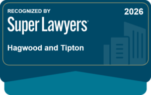 Blue badge showing Hatwood & Tipton as Super Lawyers 2026